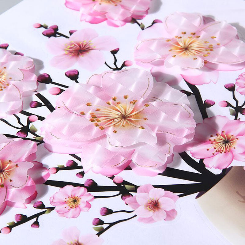 Stickers Muraux 3D Vase Autocollants ​Fleurs Miroir DIY Carthame